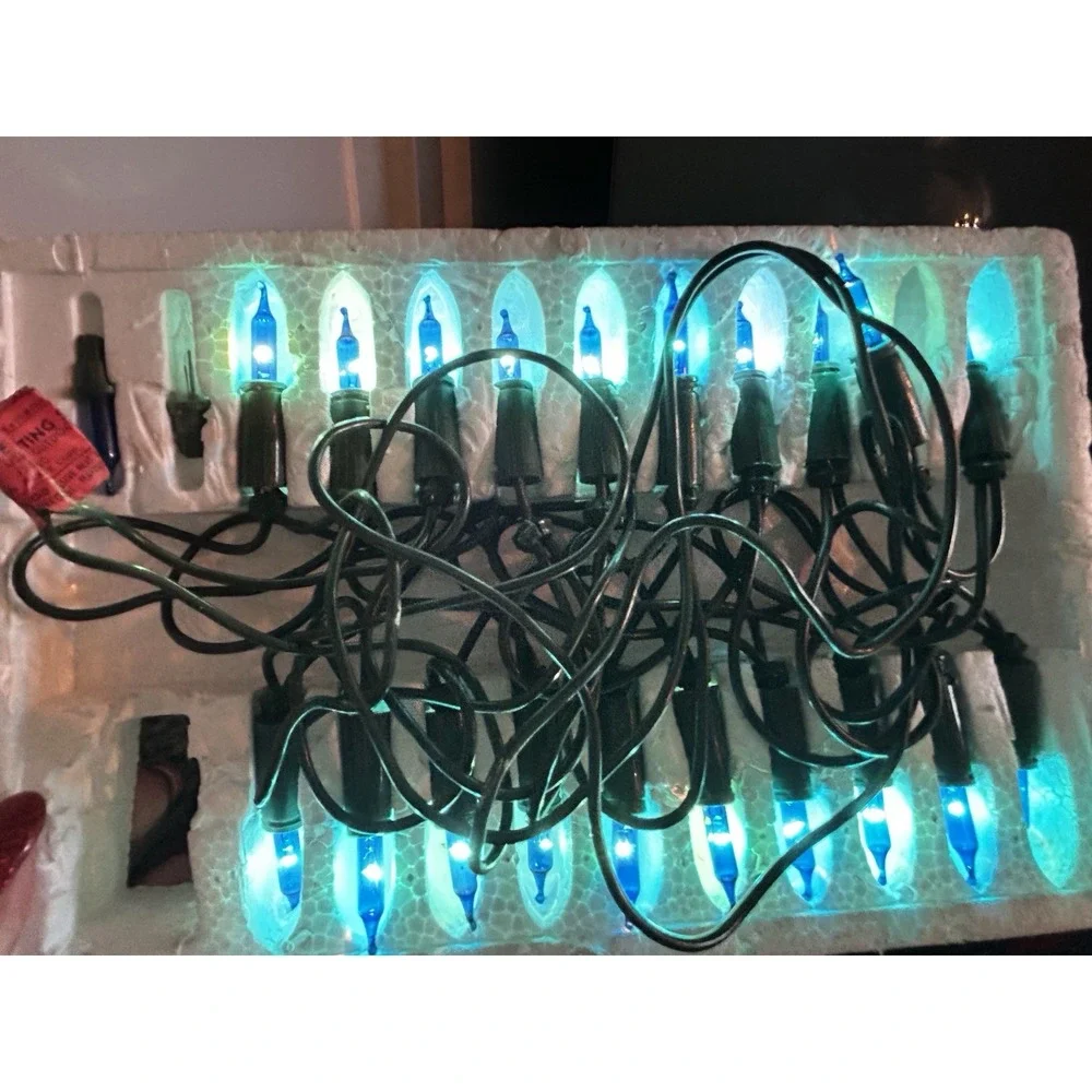 Vintage 20 Christmas Light Set Blue Tested and Works‎